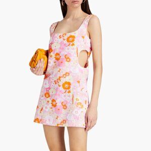 MAJE Floral Print Cutout Mini Dress